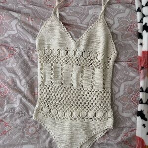 Elegant Cream Crochet Bodysuit